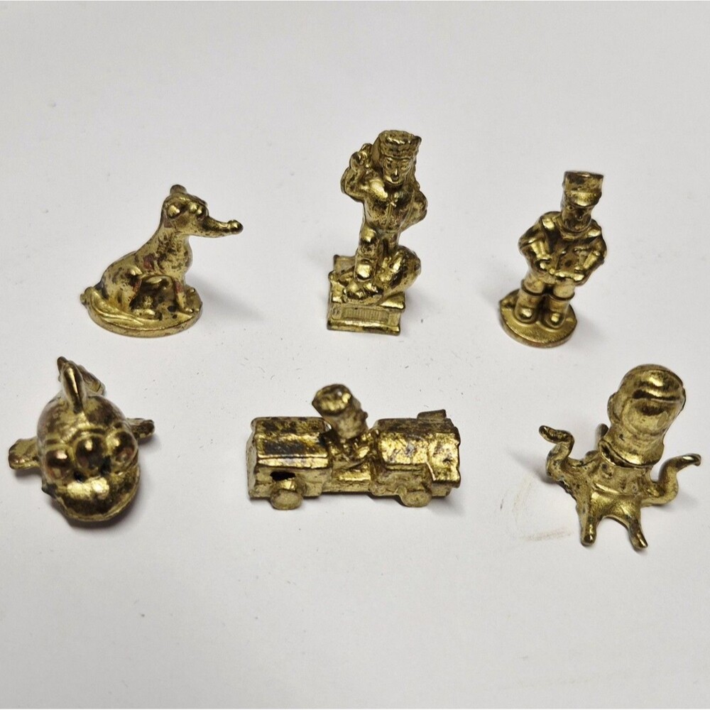 Gold Simpsons Monopoly Replacement Tokens Game Pieces Lot of 6 Rare Variants